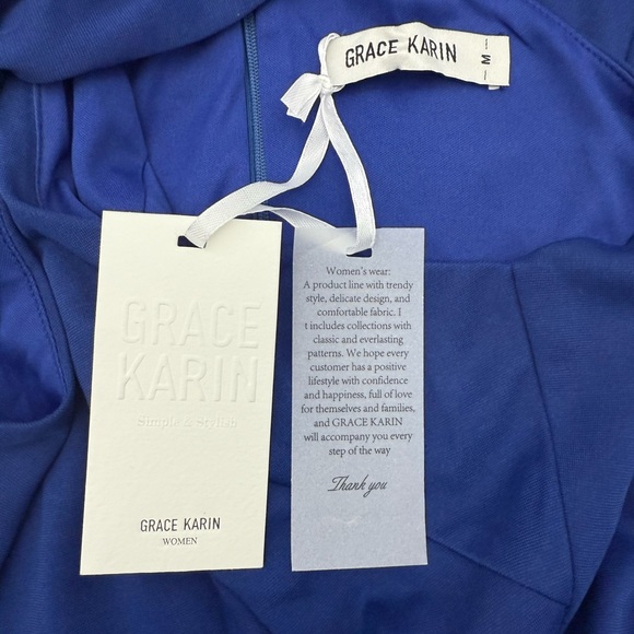 NWT Grace Karin Size M Colbolt Blue Linder Stretchy Midi Dress - Picture 13 of 15